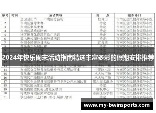 2024年快乐周末活动指南精选丰富多彩的假期安排推荐